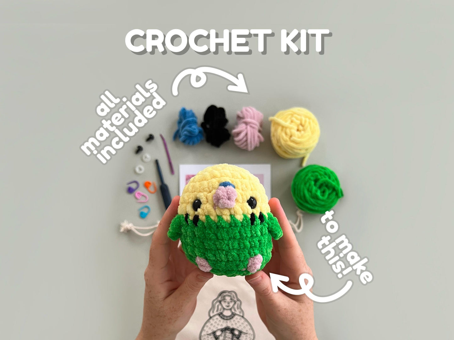 Green Budgie Learn to Crochet Kit