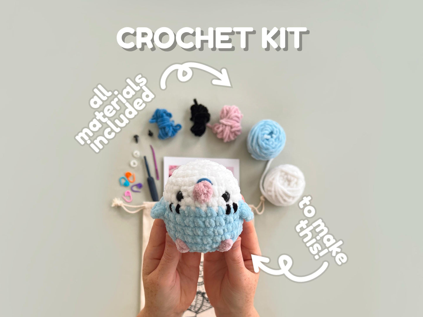 Blue Budgie Learn to Crochet Kit